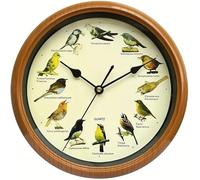 Bird Song Wall Clock 13 Inch with Twelve Different British and European Bird Calls Every Hour, Resin Made, Battery Powered for Placement Anywhere (black 13 inches) Nice and Attractive