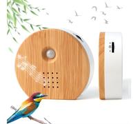 Bird Sound Box, Motion Sensor Singing Box with Wooden Decorative Nature Sound Speaker, Bird Chirping Sound Box for Relaxation Meditation Spa Sleep (White) (Round Shape)