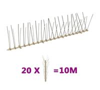 Bird Spikes 10m 4-Row Stainless Steel & Plastic 115mm High Set of 20 Roof