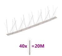 Bird Spikes 20m Stainless Steel 5-Row 115mm Pin Height Silver Heavy-Duty Set x10
