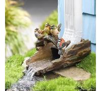 Bird Splash Block - Decorative Resin Gutter Downspout Diverter, 11” x 6.1” x 6.9”, Durable Water Flow Protector for Yard, Garden & Patio, Functional Outdoor Four Birds Statue for Rainwater Drainage