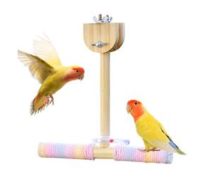 Bird Stand - Climbing Frame Made of Cotton Rope for Parrots as a Toy, Natural Cage Accessories for Movement Game Indoor Outdoor Yard Garden Balcony Backyard Summer Cockatiels