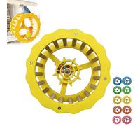 Bird Stand Perch Toy, Interactive Spinning Parakeet Toys, Wooden Exercise Wheel Parrot Toy, Intelligence Puzzle Enrichment Toys,Bird Playground Play Stands for Conure Budgie (Yellow2)