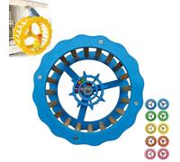 Bird Stand Perch Toy, Interactive Spinning Parakeet Toys, Wooden Exercise Wheel Parrot Toy, Intelligence Puzzle Enrichment Toys,Bird Playground Play Stands for Conure Budgie (Blue2)