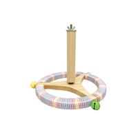Bird Stand Perch Toy with Chew-Toy Parrot Spinning Interactive Rotating Toy Natural Wood Exercise Wheel Parakeet Toys for Budgies Parrots Cockatiels Conures Lovebirds (A2)