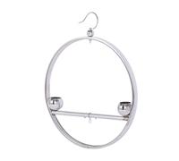 Bird Stands for Inside,Stainless Steel Hangable Circular Rack - Circular Bird Training Stand with Hook and Feeding Cups,for Home Indoor Outdoor Window Garden Patio Balcony Play Training