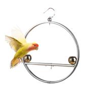 Bird Stands for Inside | Stainless Steel Hangable Decoration Rack | Circular Bird Perch Stands with Hook and Feeding Cups,for Home Indoor Outdoor Window Garden Patio Balcony Play Training