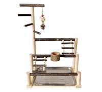 Bird Stands for Parrots - Interactive Parakeet Playground Perch Stand, Natural Wood Activity Center, Elevated Climbing Branch Frame, Multilevel Habitat Training Station, Avian Enrichment Accessory