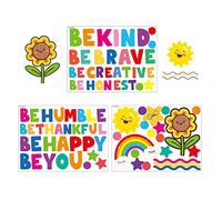 Bird Strike Prevention Window Decals for Glass Windows, 3 Sheets Cute DIY English Inspirational Phrases Wall Stickers for Boys Kids Home Kindergarten