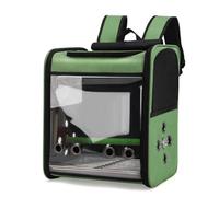 Bird Stroller Bird Backpack Carrier with Perch 14 * 11 * 16in Panoramic View with 3 Side Vents Removable Tray for Conures Parakeet Budgie (Green)