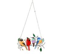 Bird Sun Catcher, 2D Acrylic Bird with Stained Glass Look Decoration, Hanging Sun Catcher, Indoor Outdoor Backyard Window Home Kitchen Living Room Bedroom Patio Balcony