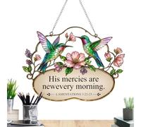 Bird Suncatcher Christian Bible Verse with Stained Glass Songbird