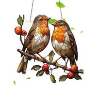 Bird Suncatchers for Window - Stained Acrylic Birds on Branch Window Panel,Multicolor Home Wall Garden Decoration, Double Side Suncatchers for Patio Garden