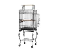 Bird Supplies Bird Carrier Large Bird Cage and Wooden Perching Sticks 2 Poles with 2 Stainless Steel Food Cups Suitable for Parrot Birds Canary Parakeets Bird Playground