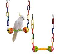 Bird Swing - 2 Piece Colorful Perch, Interactive Cockatiel Swing for Conure Cockatiel Lovebird Canary Bunny Guinea Chinchilla Cage Play Toy Indoor Activity 7.87x5.31 inches