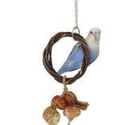 Bird Swing, Bird Perch Stand, Natural Apple Wood Cage Accessories, Hanging Swing Bird Toys Suitable for Parrotlets Budgies Cockatiels Parakeets Lovebirds (Nut Corn cob bark Style)
