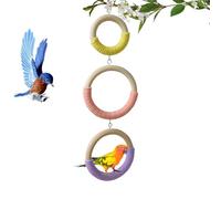 Bird Swing For Cage - 16.9 Inches Wooden Interactive Perch, 3-Ring Hanging Bird Toy | Cockatiel Climbing Toy, Parrot Play Swing, Chew & Rest Toys S For Lovebirds Conures Indoor Home Use