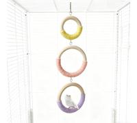 Bird Swing for Cage, 3-Ring Cotton Rope Parrot Swing Perch, Hanging Bird Rope Perch Toy for Parakeets, Lovebirds, Cockatiels, Sugar Glider Toys and Cage Accessories(A)