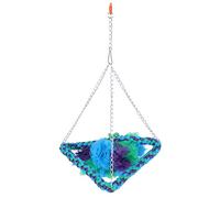 Bird Swing Ladder & Stand | Cotton Rope Chewing Toy for Parrots/Cockatiels/Conures | Cage Hanging Toy Reduces Stress & Sharpens Beak | Sturdy Iron Wire Frame