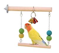 Bird Swing - Natural Parrot Wooden, 7.3x0.4in Training Hanging Perch, for Daily Activity Support Fun Interactive Play Hanging Bell Bird Training Stand, Parakeet Cockatiel Pets, Activity Bar Climbing