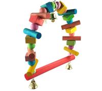 Bird Swing Paraquito - Parrot Chewing Toy, Wood Bird Cage Ladder with Bell | Pet Chewing Placing Teething Toy on Swing Stand, Paraquito Standing Love Bird Conua Finchi Kachiel