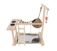 Bird Swing Parrots Cage Toy Swing Wooden Ladder With Tray Feeding Cups Training For Small Size Birds Parrots