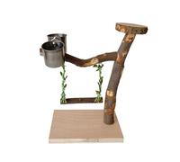 Bird Swing, Parrots Cage Toy, Wood Swing Perch Tray Feeding Cups Training for Small Size Bird Parrots Pet Perch Stand