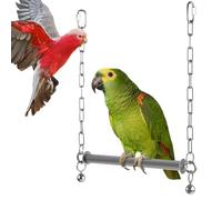 Bird Swing - Stainless Steel Large Perch, Cockatiel Swing with Bell for Entertainment, Hanging Toy, Parrot Play Accessory, Lovebird Canary Macaw African Grey Cockatoo Cage Activity for Birds