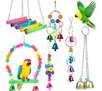 Bird Swing Standing Chewing Training Hanging Toy Hammock Climbing Ladder Drawbridge Birdie Perches Platform for Conure,Cockatiel,Mynah,Love Birds,Finches,Budgerigar,Pigeon