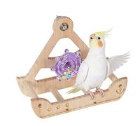 Bird Swing Toy - Hangable Wooden Perch, Rotating Climbing Accessory, Exercise Swing Rocking Design | For Small Medium Birds Cage Activity Mental Development Playtime Physical Exercise Feathered Pet En