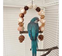 Bird Swing Toy, Hanging Parrot Perch with Chewing Nuts, Pine Cones, Corn Cob - Cage Shredding Accessories for Cockatiels Parakeets Conures Budgies