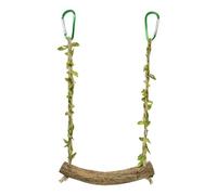 Bird Swing Toy - Natural Wooden Perch 20 X 18 Cm, Cotton Rope Chew Rings Durable Parrot Cage Accessory Hanging Support Anti-Deformation Floor Reducer