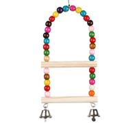 Bird Swing Toy Parrot Swing Hanging Standing Toy Parrot Hammock Cage Toy Double Layer Steel Buckle with Bell Parrots Wooden Ladder for Lovebirds, Finches, Budgerigars and Other Small Birds