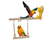 Bird Swing Toy - Wooden Parrot, Hanging Suction Cup Stand | Parakeet Climbing Stand Swing Natural Wood Perch Air Still Toy Supplies for Small Medium Large Dad
