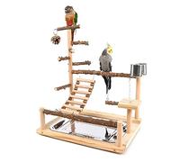 Bird Swing Toy Wooden Parrot Perch Stand Playstand With Chewing Beads Cage Bird Swing Toy Wooden Parrot Perch Bird Perch Stand Toy Bird Perch Standing Bird Perch Stand Platform Natural Bird