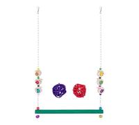 Bird Swing with Bell - Chicken Coop Toys with 2 Rattan Balls | Parrot Toy, Wooden Swing for Finch Parakeet Poultry Cockatiel Mynah Play Resting Enrichment Rooster