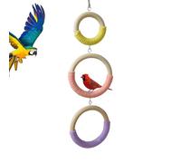 Bird Swing - Wooden Hanging Enrichment, Natural Parakeet Climbing Perch with Colorful Chewing Beads, Bell Sound Engagement Feature, Ideal for Lovebirds Conures Small Parrots