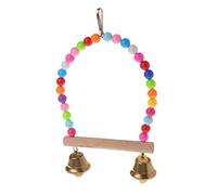 Bird Swing Wooden Perch Parrot Chewing Hanging With Bells Pet Birds Cage Toy For Small Parakeet Lovebird Cockatiel Bats