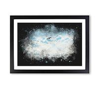 Bird Through The Clouds Paint Splash Framed Print | A2 Black Framed Wall Art | Ready to Hang | Modern Landscape Picture | Living Room Bedroom Lounge Office
