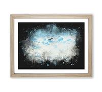 Bird Through The Clouds Paint Splash Modern Art Framed Print | A2 Oak Framed Wall Art | Ready to Hang | Modern Landscape Picture | Living Room Bedroom Lounge Office