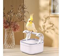 Bird Toilet Stand with Bucket, Aluminium Alloy Sturdy Structure Birds Potty Perch Portable Tabletop Birds Potty Training Tool Bird Potty Training Perch for Yard Decor (1 PC, 6.3" * 6.3" * 6.3")