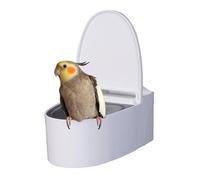 Bird Toilet - Wall Learning Bird Cleanliness - Multifunction Food Dispenser with Removable Adhesive Bowls for Medium and Small Parrots