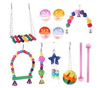 Bird Toy 12Pcs Parrot Chew Toy Swing Ladder Perch Bridge For Small Birds Improving Physical & Mental Healthyy Bird Swing Ladder Perch Balls Chew Toy For Parrots For Parakeets For Lovebirds