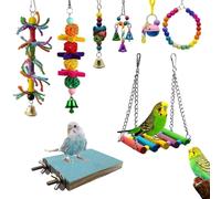 Bird Toy - 8-Piece Conure Movement Accessories - Chew Training Toys for Birds | For Macaw, Conure, Budgies, Inseparable and African Greys for Daily Use