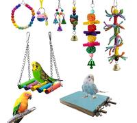 Bird Toy for Budgies - 8 Pieces Inseparable Cage Accessories | Chew Training Toys for Birds | For Macaw Wedge Tail Parakeets Budgies Lovebird Grey Parrots Muniastrilds