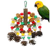 Bird Toy for Food, Swing Accessories, Handmade Rope Climbing Net with Hooks, Colourful Shredder Blocks for Chopping, Durable Wooden Chew Toy, Enrichment Ki