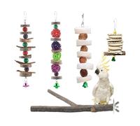Bird Toy for Parakeets - Colourful Foraging Perch for Parakeets, 5 Pieces Small Nibble Toy for Cage Birds, for Finches Inseparable African Grey Parrot Cockatiels Wellensittic