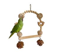 Bird Toy for Wedge Tail Parakeets, Natural Wooden Swing with Perch, Climbing Exercises and Activity for Bird Cages, for Inseparable Finches African Greys Cockatoos Budgies Macaw Ny