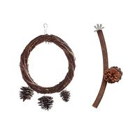 Bird Toy Natural Wood Perch Swing Stand Grinding Tree Vine Pine Cone Chew Toy for Cockatiels Conures Budgies Lovebirds Bird Perches Standing Swing for Cockatiels Conures Parakeets Parrots Grinding