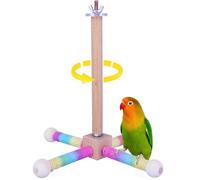 Bird Toy Perch,Parrot Interactive Spinning Toys,Bird Cage Accessories for Small and Medium Parrots,Parakeets Wooden Exercise Wheel Stand for Cockatiels Lovebirds Conures Finches Budgies (Wood, M)